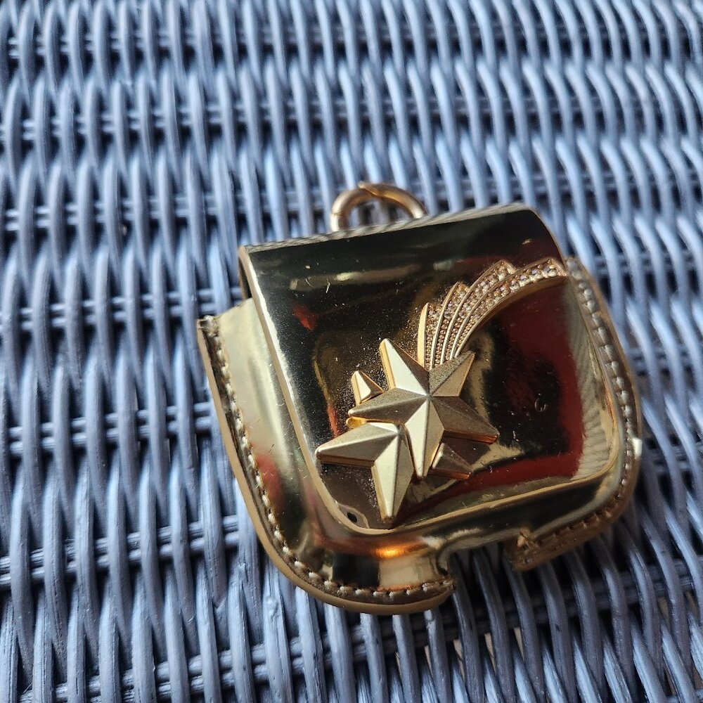 REBECCA MINKOFF ~ Air Pod Case Shooting Star Metallic Gold Leather ~ EUC